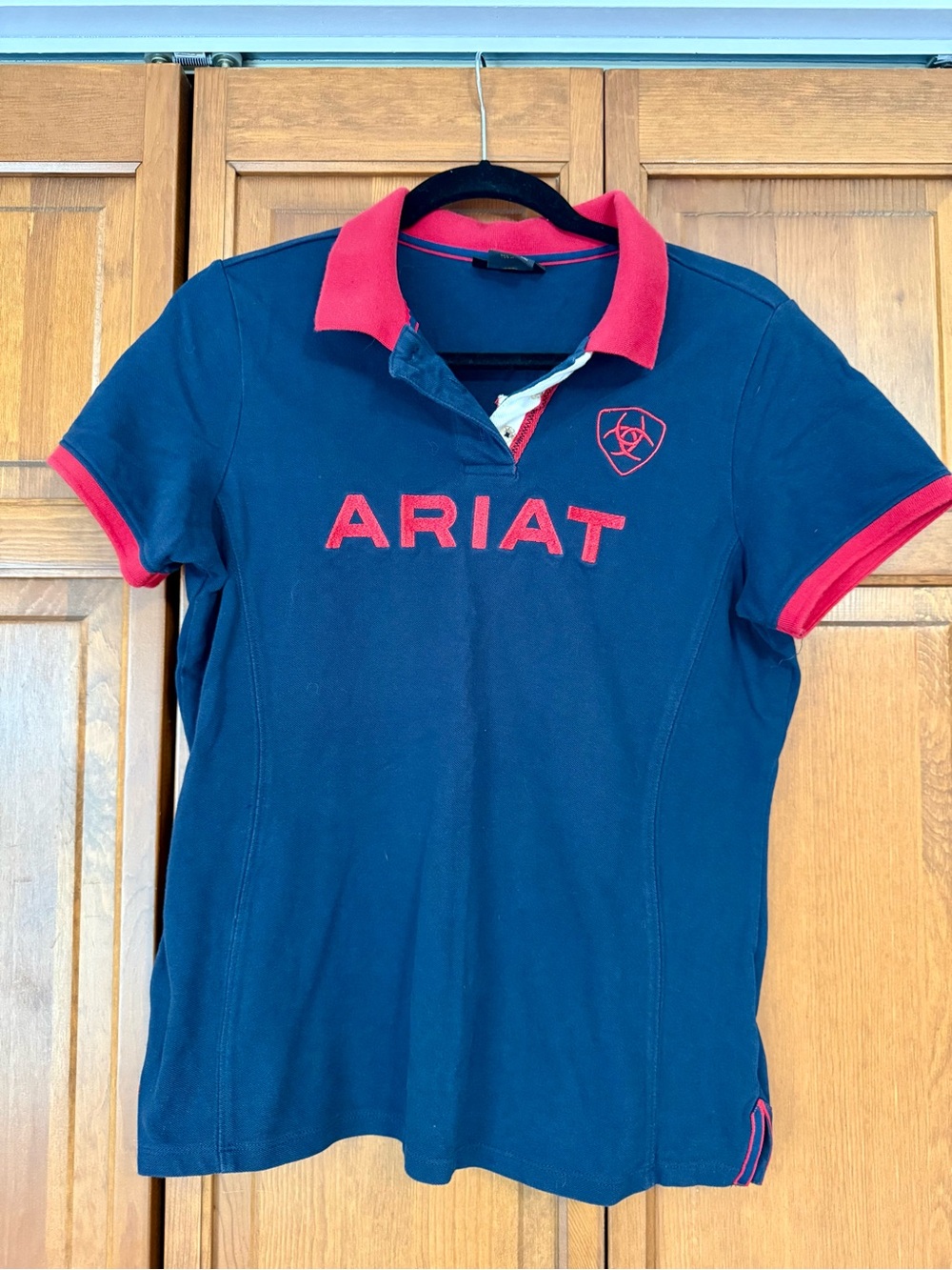 Ariat Navy Polo with Red Trim and Logo